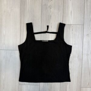 NEW Isabella Bird Womens Tank Top Large Black Back Strap Square Neck Minimalist
